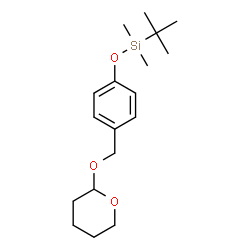 ChemSpider 2D Image | Dimethyl(2-methyl-2-propanyl){4-[(tetrahydro-2H-pyran-2-yloxy)methyl]phenoxy}silane | C18H30O3Si