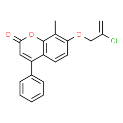 ChemSpider 2D Image | 7-[(2-Chloro-2-propen-1-yl)oxy]-8-methyl-4-phenyl-2H-chromen-2-one | C19H15ClO3