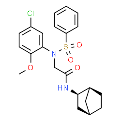 ChemSpider 2D Image | N-[(1S,2R,4R)-Bicyclo[2.2.1]hept-2-yl]-N~2~-(5-chloro-2-methoxyphenyl)-N~2~-(phenylsulfonyl)glycinamide | C22H25ClN2O4S