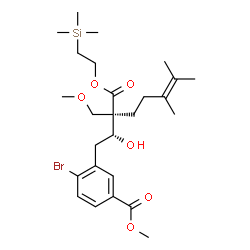 ChemSpider 2D Image | Methyl 4-bromo-3-[(2R,3R)-2-hydroxy-3-(methoxymethyl)-6,7-dimethyl-3-{[2-(trimethylsilyl)ethoxy]carbonyl}-6-octen-1-yl]benzoate | C26H41BrO6Si