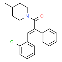 ChemSpider 2D Image | (2E)-3-(2-Chlorophenyl)-1-(4-methyl-1-piperidinyl)-2-phenyl-2-propen-1-one | C21H22ClNO