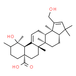 ChemSpider 2D Image | (3aS,5aR,5bS,7aS,11R,11aS,13aS,13bS)-11-Hydroxy-1-(hydroxymethyl)-3,3,5a,5b,10,11,13b-heptamethyl-3,3a,4,5,5a,5b,6,7,8,9,10,11,11a,13,13a,13b-hexadecahydro-7aH-cyclopenta[a]chrysene-7a-carboxylic acid | C30H46O4