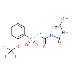 ChemSpider 2D Image | [(3-Methoxy-4-methyl-5-oxo-4,5-dihydro-1H-1,2,4-triazol-1-yl)carbonyl]{[2-(trifluoromethoxy)phenyl]sulfonyl}azanide | C12H10F3N4O6S
