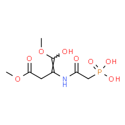 ChemSpider 2D Image | (2-{[(1E)-1-Hydroxy-1,4-dimethoxy-4-oxo-1-buten-2-yl]amino}-2-oxoethyl)phosphonic acid | C8H14NO8P