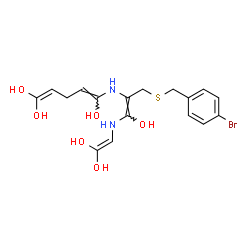 ChemSpider 2D Image | (4Z)-5-({(1E)-3-[(4-Bromobenzyl)sulfanyl]-1-[(2,2-dihydroxyvinyl)amino]-1-hydroxy-1-propen-2-yl}amino)-1,4-pentadiene-1,1,5-triol | C17H21BrN2O6S