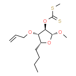 ChemSpider 2D Image | O-[(2R,3R,4S,5R)-4-(Allyloxy)-5-butyl-2-methoxytetrahydro-3-furanyl] S-methyl carbonodithioate | C14H24O4S2