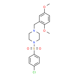 ChemSpider 2D Image | 1-[(4-Chlorophenyl)sulfonyl]-4-(2,5-dimethoxybenzyl)piperazine | C19H23ClN2O4S