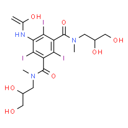 ChemSpider 2D Image | N,N'-Bis(2,3-dihydroxypropyl)-5-[(1-hydroxyvinyl)amino]-2,4,6-triiodo-N,N'-dimethylisophthalamide | C18H24I3N3O7