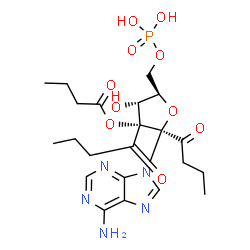 ChemSpider 2D Image | 1'-Butyryl-2'-C-butyryl-2'-O-butyryladenosine 5'-(dihydrogen phosphate) | C22H32N5O10P