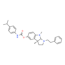 ChemSpider 2D Image | (3aS)-3a,8-Dimethyl-1-(2-phenylethyl)-1,2,3,3a,8,8a-hexahydropyrrolo[2,3-b]indol-5-yl (4-isopropylphenyl)carbamate | C30H35N3O2