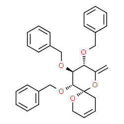 ChemSpider 2D Image | (6S,9S,10S,11R)-9,10,11-Tris(benzyloxy)-8-methylene-1,7-dioxaspiro[5.5]undec-3-ene | C31H32O5