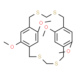 ChemSpider 2D Image | 8,17,19,21-Tetramethoxy-3,5,12,14-tetrathiatricyclo[14.2.2.2~7,10~]docosa-1(18),7,9,16,19,21-hexaene | C22H28O4S4