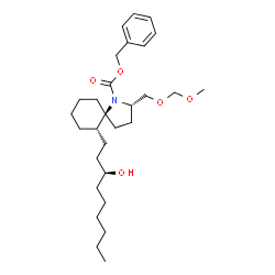ChemSpider 2D Image | Benzyl (2S,5S,6S)-6-[(3S)-3-hydroxynonyl]-2-[(methoxymethoxy)methyl]-1-azaspiro[4.5]decane-1-carboxylate | C29H47NO5