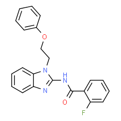ChemSpider 2D Image | 2-Fluoro-N-[1-(2-phenoxyethyl)-1H-benzimidazol-2-yl]benzamide | C22H18FN3O2