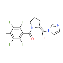 ChemSpider 2D Image | {(2Z)-2-[Hydroxy(1H-imidazol-1-yl)methylene]-1-pyrrolidinyl}(pentafluorophenyl)methanone | C15H10F5N3O2