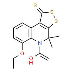 ChemSpider 2D Image | 6-Ethoxy-5-(1-hydroxyvinyl)-4,4-dimethyl-4,5-dihydro-1H-[1,2]dithiolo[3,4-c]quinoline-1-thione | C16H17NO2S3