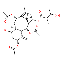 ChemSpider 2D Image | (2alpha,5alpha,7beta,10beta,14beta)-2,5,10-Triacetoxy-7-hydroxytaxa-4(20),11-dien-14-yl 3-hydroxy-2-methylbutanoate | C31H46O10