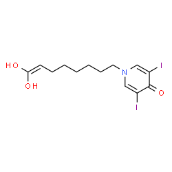 ChemSpider 2D Image | 1-(8,8-Dihydroxy-7-octen-1-yl)-3,5-diiodo-4(1H)-pyridinone | C13H17I2NO3