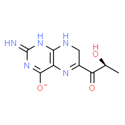 ChemSpider 2D Image | 6-[(2S)-2-Hydroxypropanoyl]-2-imino-1,2,7,8-tetrahydro-4-pteridinolate | C9H10N5O3