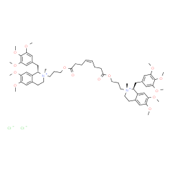 ChemSpider 2D Image | (1S,2R,1'S,2'R)-2,2'-{[(4Z)-1,8-Dioxo-4-octene-1,8-diyl]bis(oxy-3,1-propanediyl)}bis[6,7-dimethoxy-2-methyl-1-(3,4,5-trimethoxybenzyl)-1,2,3,4-tetrahydroisoquinolinium] dichloride | C58H80Cl2N2O14