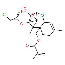 ChemSpider 2D Image | 4-{[(E)-2-Chloro-1-hydroxyvinyl]oxy}-3-hydroxy-12,13-epoxytrichothec-9-en-15-yl methacrylate | C21H27ClO7