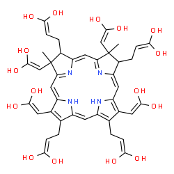ChemSpider 2D Image | 3,3',3'',3'''-[3,8,13,17-Tetrakis(2,2-dihydroxyvinyl)-8,13-dimethyl-7,8,12,13-tetrahydroporphyrin-2,7,12,18-tetrayl]tetrakis(1-propene-1,1-diol) | C42H46N4O16