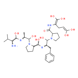 ChemSpider 2D Image | 1-[(2Z)-2-{[(Z)-{1-[(2E)-2-{[(1E)-2-Amino-1-hydroxy-3-methyl-1-buten-1-yl]imino}-1-hydroxypropyl]-2-pyrrolidinylidene}(hydroxy)methyl]imino}-1-hydroxy-3-phenylpropyl]-N-(1,1,5,5-tetrahydroxy-1,4-penta
dien-2-yl)prolinamide | C32H46N6O9