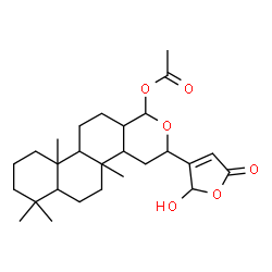 ChemSpider 2D Image | 3-(2-Hydroxy-5-oxo-2,5-dihydro-3-furanyl)-4b,7,7,10a-tetramethylhexadecahydro-1H-naphtho[2,1-f]isochromen-1-yl acetate | C27H40O6