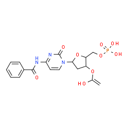 ChemSpider 2D Image | 4-(Benzoylamino)-1-[2-deoxy-3-O-(1-hydroxyvinyl)-5-O-phosphonopentofuranosyl]-2(1H)-pyrimidinone | C18H20N3O9P