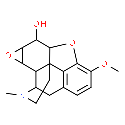 ChemSpider 2D Image | 3-Methoxy-17-methyl-4,5:7,8-diepoxymorphinan-6-ol | C18H21NO4
