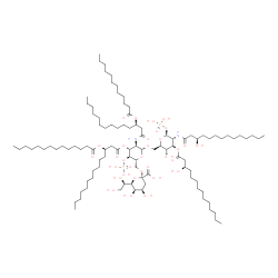 ChemSpider 2D Image | (2R,4R,5R,6R)-6-[(1R)-1,2-dihydroxyethyl]-2-[[(2R,3S,4R,5R,6R)-5-[[(3R)-3-dodecanoyloxytetradecanoyl]amino]-6-[[(2R,3S,4R,5R,6S)-3-hydroxy-5-[[(3R)-3-hydroxytetradecanoyl]amino]-4-[(3R)-3-hydroxytetradecanoyl]oxy-6-phosphonooxy-tetrahydropyran-2-yl]methoxy]-3-phosphonooxy-4-[(3R)-3-tetradecanoyloxytetradecanoyl]oxy-tetrahydropyran-2-yl]methoxy]-4,5-dihydroxy-tetrahydropyran-2-carboxylic acid | C102H190N2O32P2