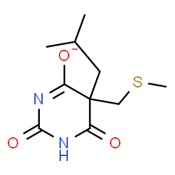 ChemSpider 2D Image | 5-Isobutyl-5-[(methylsulfanyl)methyl]-2,6-dioxo-1,2,5,6-tetrahydro-4-pyrimidinolate | C10H15N2O3S