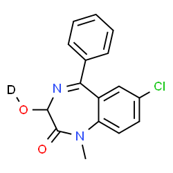 ChemSpider 2D Image | 7-Chloro-3-(~2~H)hydroxy-1-methyl-5-phenyl-1,3-dihydro-2H-1,4-benzodiazepin-2-one | C16H12DClN2O2