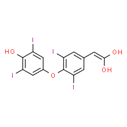 ChemSpider 2D Image | 2-[4-(4-Hydroxy-3,5-diiodophenoxy)-3,5-diiodophenyl]-1,1-ethenediol | C14H8I4O4