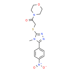 ChemSpider 2D Image | 2-{[4-Methyl-5-(4-nitrophenyl)-4H-1,2,4-triazol-3-yl]sulfanyl}-1-(4-morpholinyl)ethanone | C15H17N5O4S