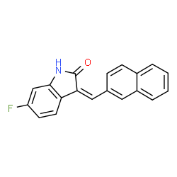 ChemSpider 2D Image | (3Z)-6-Fluoro-3-(2-naphthylmethylene)-1,3-dihydro-2H-indol-2-one | C19H12FNO