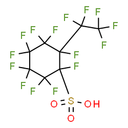 ChemSpider 2D Image | 1,2,2,3,3,4,4,5,5,6-Decafluoro-6-(pentafluoroethyl)cyclohexanesulfonic acid | C8HF15O3S