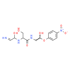 ChemSpider 2D Image | N~2~-(1-Hydroxy-2-iminoethyl)-N-[(E)-2-hydroxy-2-(4-nitrophenoxy)vinyl]serinamide | C13H16N4O7