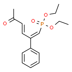 ChemSpider 2D Image | Diethyl [(1E,3E)-5-oxo-2-phenyl-1,3-hexadien-1-yl]phosphonate | C16H21O4P