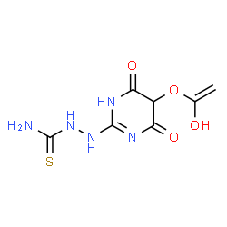ChemSpider 2D Image | 2-{5-[(1-Hydroxyvinyl)oxy]-4,6-dioxo-1,4,5,6-tetrahydro-2-pyrimidinyl}hydrazinecarbothioamide | C7H9N5O4S