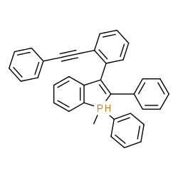 ChemSpider 2D Image | 1-Methyl-1,2-diphenyl-3-[2-(phenylethynyl)phenyl]-1H-1lambda~5~-phosphindole | C35H27P