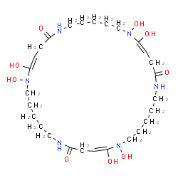 ChemSpider 2D Image | (4E,15E,26E)-5,6,16,17,27,28-Hexahydroxy-1,6,12,17,23,28-hexaazacyclotritriaconta-4,15,26-triene-2,13,24-trione | C27H48N6O9