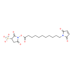 ChemSpider 2D Image | 1-{[11-(2,5-Dioxo-2,5-dihydro-1H-pyrrol-1-yl)undecanoyl]oxy}-2,5-dioxo-3-pyrrolidinesulfonate | C19H25N2O9S