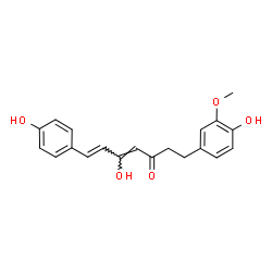 ChemSpider 2D Image | (4Z,6E)-5-Hydroxy-1-(4-hydroxy-3-methoxyphenyl)-7-(4-hydroxyphenyl)-4,6-heptadien-3-one | C20H20O5