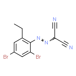ChemSpider 2D Image | [(E)-(2,4-Dibromo-6-ethylphenyl)diazenyl]malononitrile | C11H8Br2N4