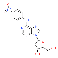 ChemSpider 2D Image | 2'-Deoxy-N-(4-nitrophenyl)adenosine | C16H16N6O5