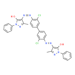 ChemSpider 2D Image | 4-[(E)-{3,3'-Dichloro-4'-[(Z)-(5-hydroxy-3-methyl-1-phenyl-1H-pyrazol-4-yl)diazenyl]-4-biphenylyl}diazenyl]-3-methyl-1-phenyl-1H-pyrazol-5-ol | C32H24Cl2N8O2