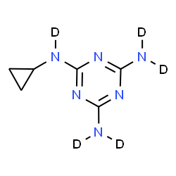 ChemSpider 2D Image | N~2~-Cyclopropyl-1,3,5-triazine-2,4,6-(~2~H_5_)triamine | C6H5D5N6