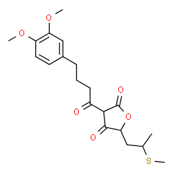 ChemSpider 2D Image | 3-[4-(3,4-Dimethoxyphenyl)butanoyl]-5-[2-(methylsulfanyl)propyl]-2,4(3H,5H)-furandione | C20H26O6S