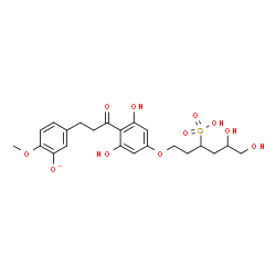 ChemSpider 2D Image | 5-(3-{4-[(5,6-Dihydroxy-3-sulfohexyl)oxy]-2,6-dihydroxyphenyl}-3-oxopropyl)-2-methoxyphenolate | C22H27O11S